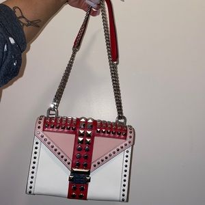 Michael Kors white pink & red shoulder bag